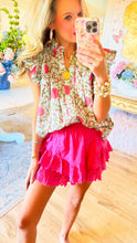 THML Light Blue Flutter Sleeve Floral Top
