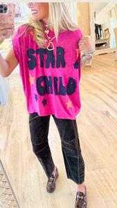 Hot Pink Star Child Dolman Sleeve Top