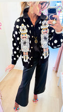 Queen of Sparkles Black and White Polka Nutcracker Cardigan