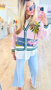Queen of Sparkle Light Pink Vintage Car Palm Cardi