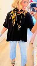 Black Oversized Short Sleeve Top