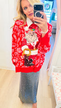 Queen of Sparkles Red Paisley Cowboy Santa Sweater