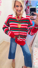 Pink, Red and Green Stripe Knit Sweater