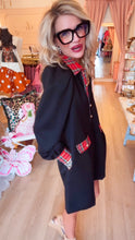 Black Plaid Accent Shift Dress