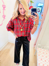 Red Plaid Dolman Sleeve Top