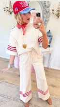 Ecru and Red Stripe Pant Set