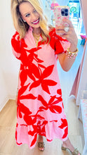Pink and Red Botanical Eyelet Maxi Dress