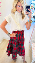 White Ruffle Sleeve Button Up Top
