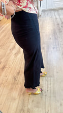 Black Straight Leg Ruffle Hem Pants