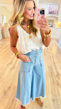 Light Denim Distressed Wide Leg Jeans