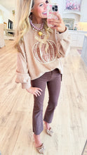 Oatmeal Plaid Pumpkin Bow Detailed Sweater