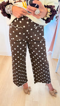 Brown Polka Dot Scallop Trim Pants