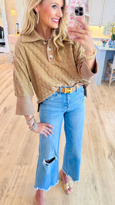 Taupe Textured Pullover Top