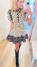 Cream and Black Polka Dot Abstract Mini Dress