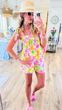 Lime Orange Flower Print Short Set