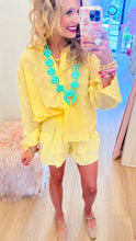 Yellow Floral Embroidered Short Set