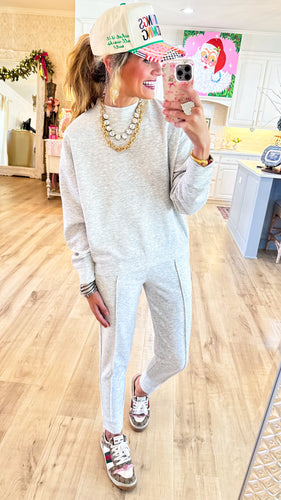 Grey Mockneck Pullover Pant Set