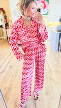 Pink and Red Heart Print Pant Set