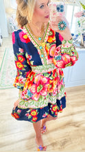 Navy Multi Floral Printed Mini Dress