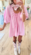 Pink Stripe Front Tie Romper