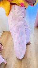 Off White and Light Pink Stripe Twill Denim Pants