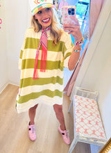 Deal of The Day Green Oversized Stripe T-Shirt Dress