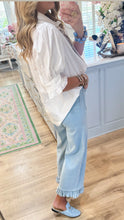 White Poplin Tie Front Top