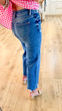 Risen Medium Wash Wide Leg Cropped Jeans