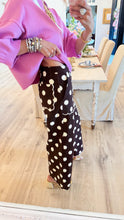 Brown and Off White Polka Dot Scallop Hem Pants