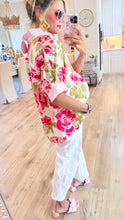 Pink Mix Floral Ruffle Contrast Top