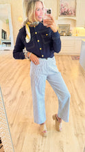 Navy Terry Button Cardigan