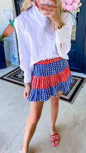 Red and Blue Star Sequin Mini Skirt