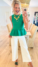 Green Sleeveless Pleated Blouse