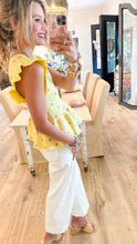 Lemon Polka Dot Ruffle Hem Top