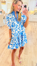 Light Blue Floral Drop Waist Dress