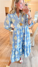 Sky Blue Scallop Hem Midi Dress