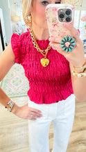 Deal Of The Day Red and Pink Smocked Ruffle Crop Top