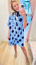 Blue and Navy Polka Dot Shirt Dress