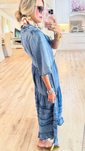 Deal of the Day Washed Denim Tiered Maxi Dress