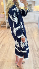 Navy Abstract Print Midi Dress