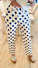 Linen and Navy Polka Dot Twill Pants