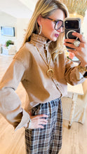 Brown Mock Neck Denim Shacket