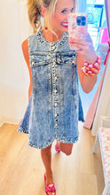 Denim Pearl and Rhinestone Embellished Dress