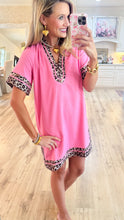 Pink Leopard Contrast Mini Dress