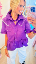 Purple Western Ruffle Hem Top