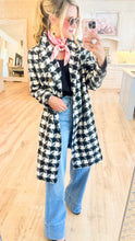 Black and White Houndstooth Tweed Coat