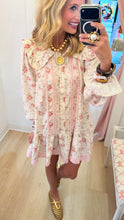 Beige Floral Oversized Collar Dress