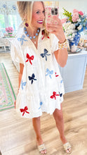 Off White Red and Blue Bow Dress