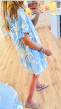 Light Blue and Off White Floral Button Up Mini Dress