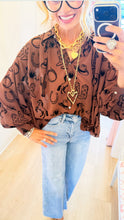 Brown Western Print Top